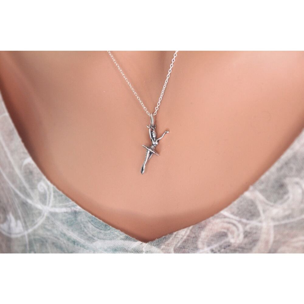 Sterling Silver Beautiful Dancer Necklace, Ballerina Dancer Necklace